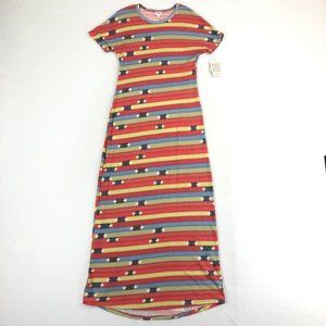 LuLaRoe NWT Women's Size Small Maria Multi-Color Striped Short Sleeve Maxi Dress